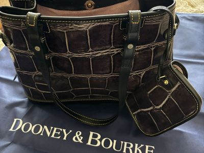 Dooney & Bourke Croc Embossed Leather Tote Bag with Matching Coin Purse and Dust Bag