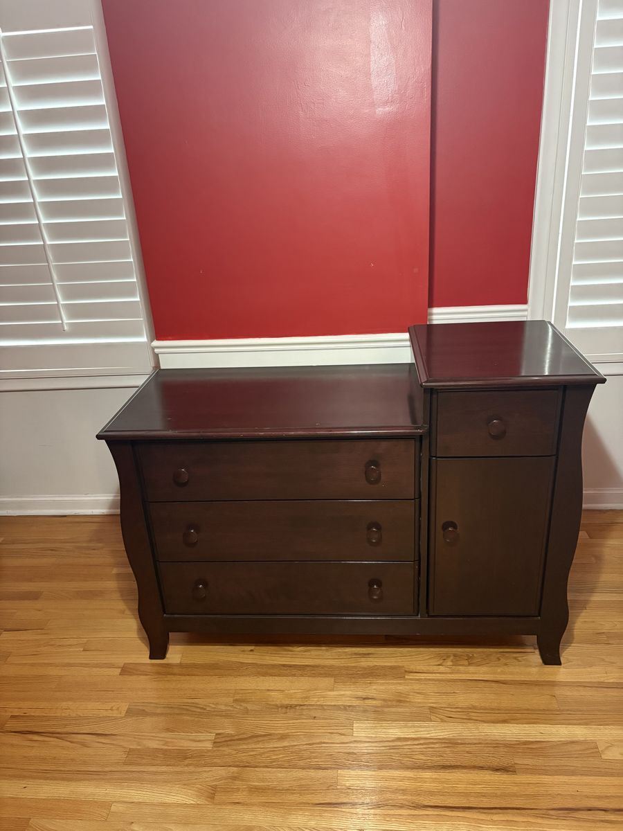 Kids Dresser, Black-Brown, Solid Wood, 51" W x 20"D x 37" H