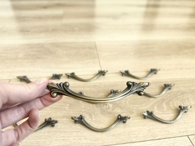Vintage Aged Brass Dresser Hardware Handles Pulls