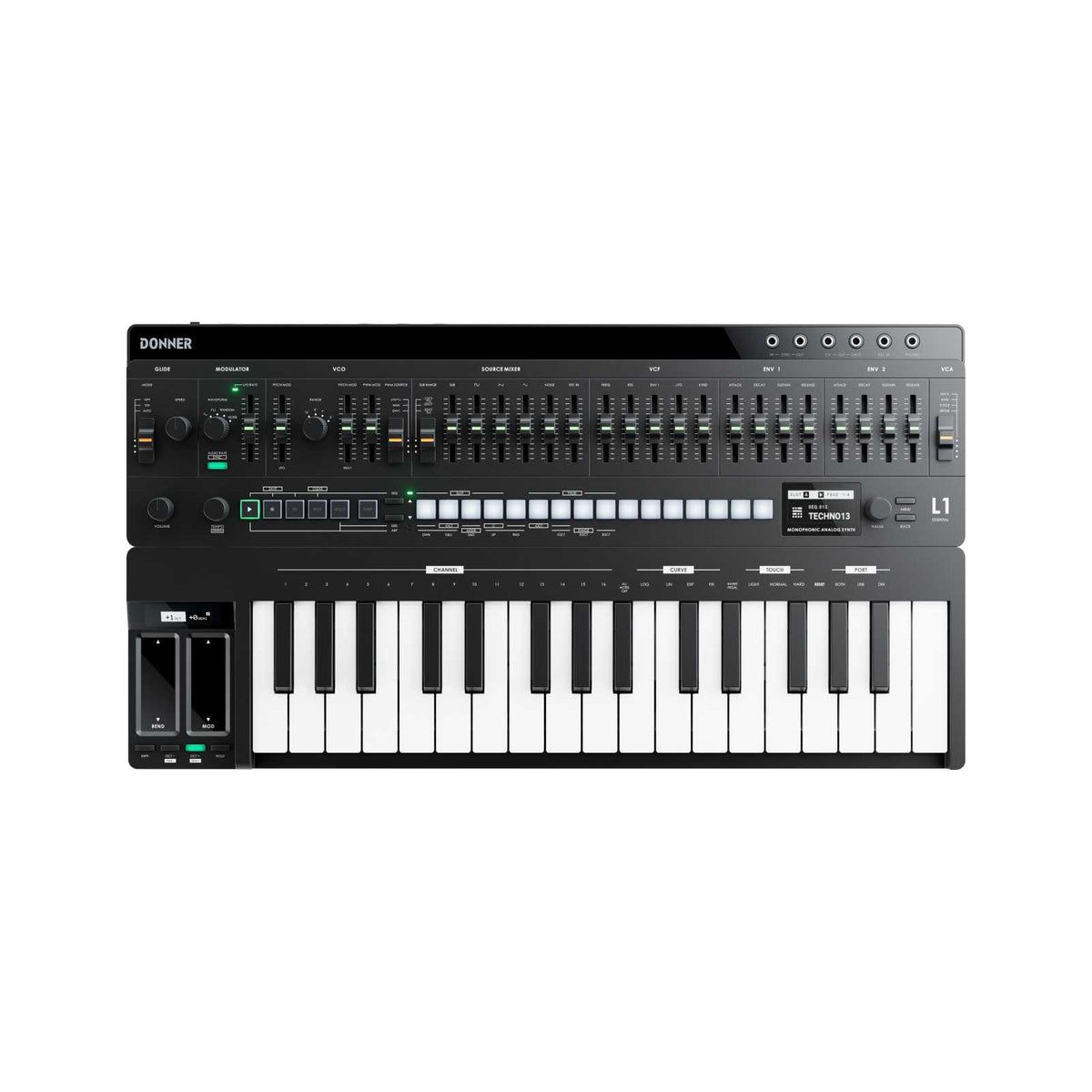 Donner L1 Analog Synthesizer w/ Kb-32m Detachable Midi Keyboard