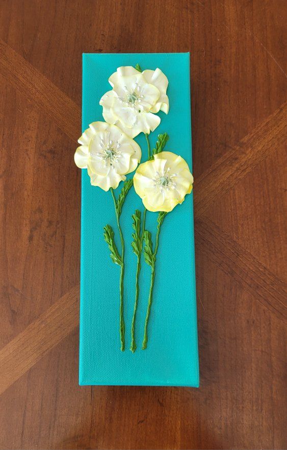 Local Artist 3D Flower Mixed Media Canvas 12 x 4