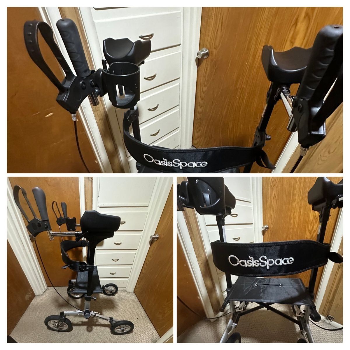 Heavy Duty Folding Walker with Wheels & Adjustable Frame, Rubberized Grips, Supports 500lbs