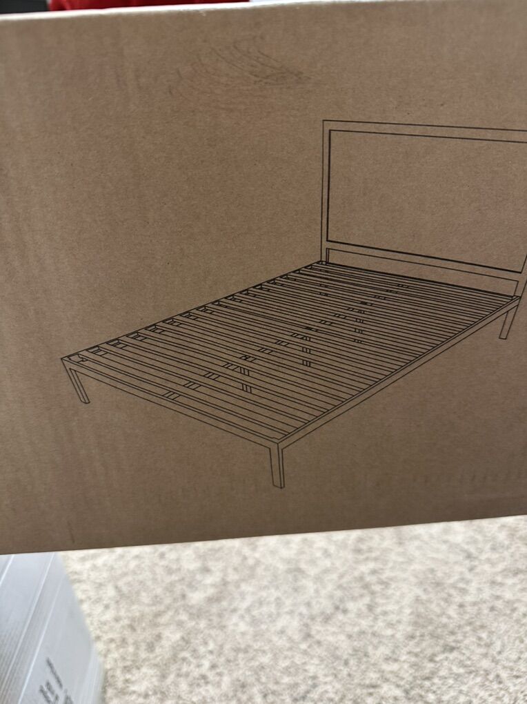 King size metal platform bed frame with headboard