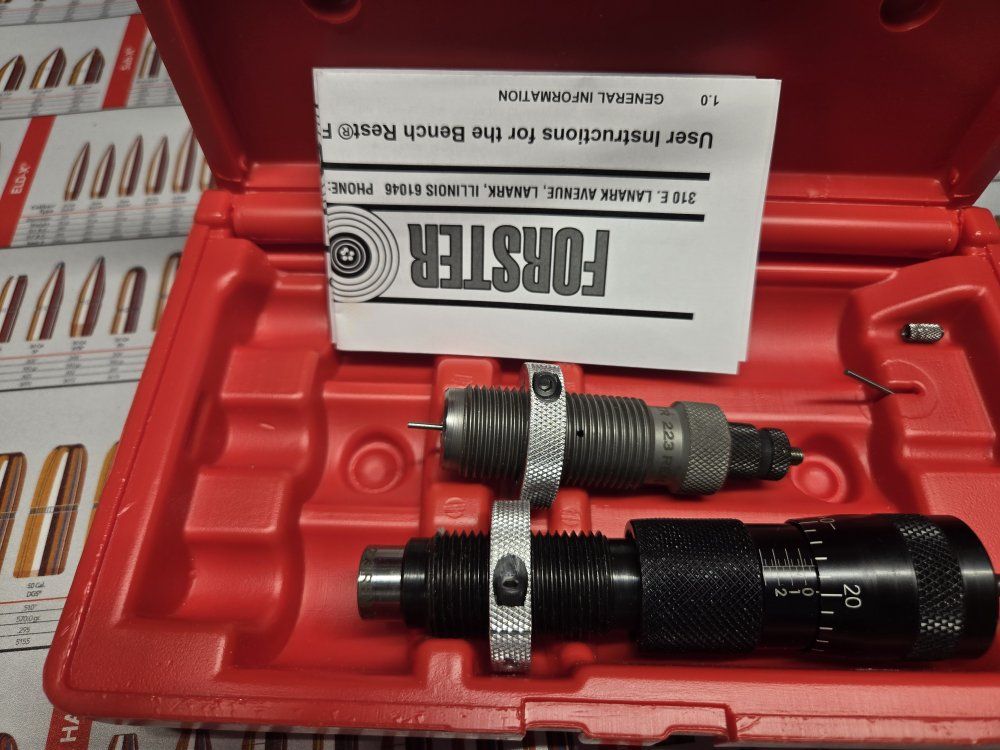 Forster Ultra .223 REM Micrometer Seater & Full Length Sizing Die Set U04102 Reloading Kit