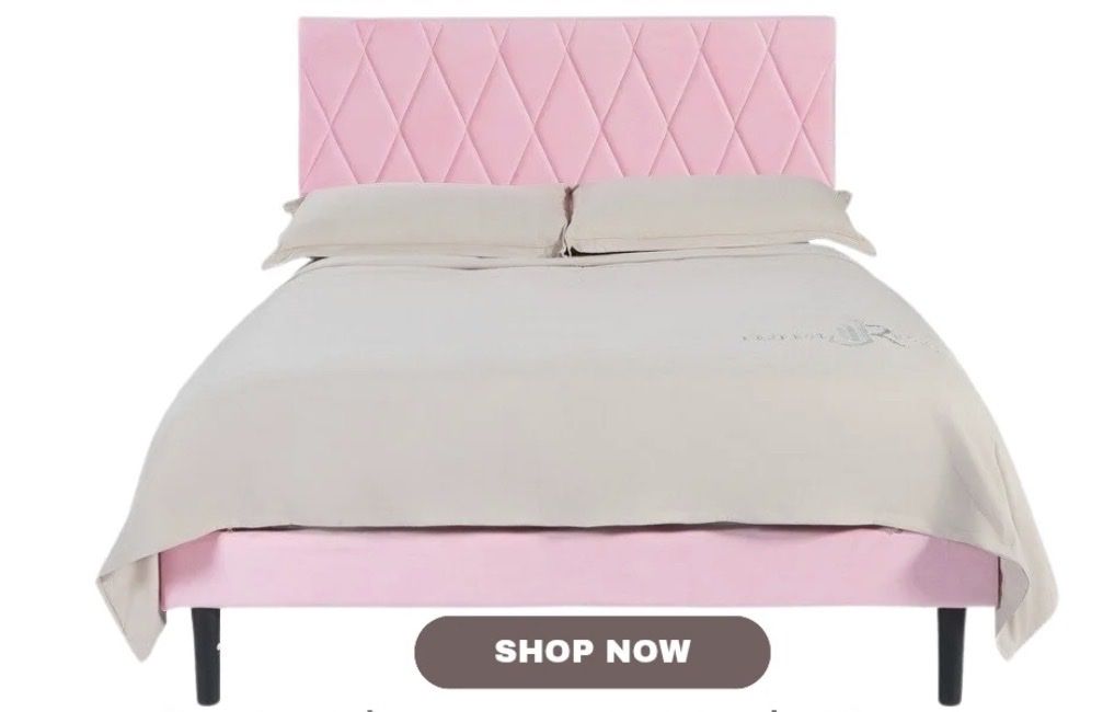 New Pink Full Size Platform Bed Frame
