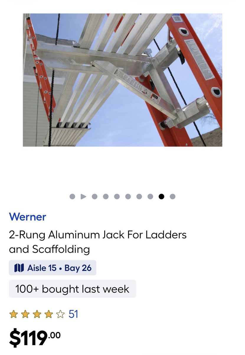 Pair of Werner 2-Rung Aluminum Ladder Jack for Scaffolding Systems