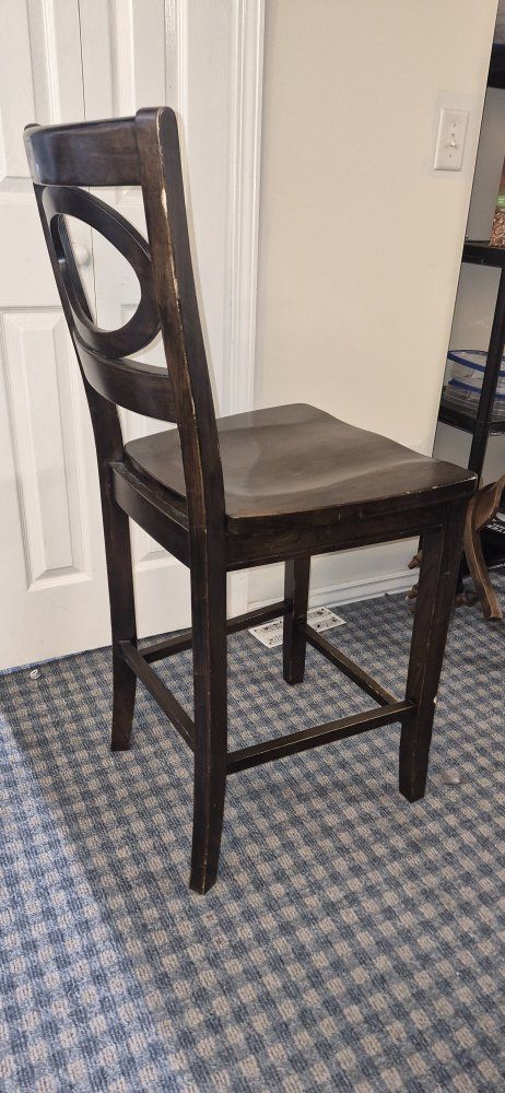 Dark Espresso Wood Counter Height Chair Bar Stool Oval Back