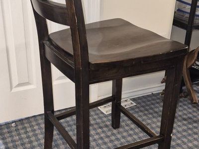 Dark Espresso Wood Counter Height Chair Bar Stool Oval Back
