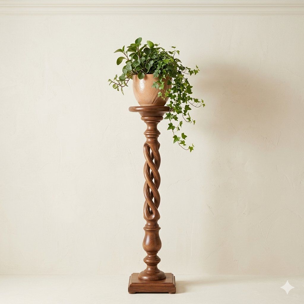 Florentia Italian Twist Open Barley Wood Stand