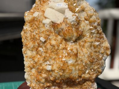 Large Citrine Quartz Crystal Cluster with Calcite Specimen - Mineral Collector's Piece