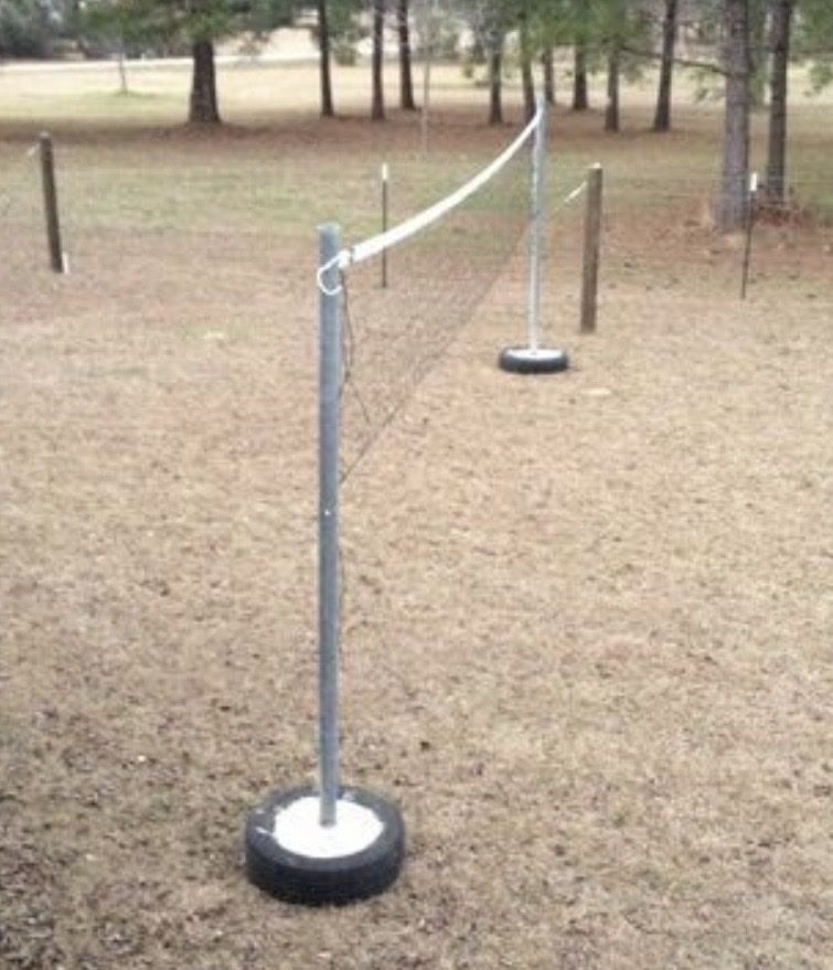 In search of volleyball poles in cement tires