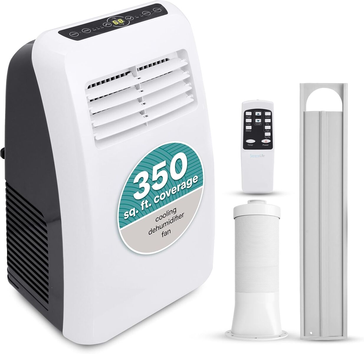 SereneLife SLPAC8 Portable Air Condition, White, Dehumidifier, remote, warranty