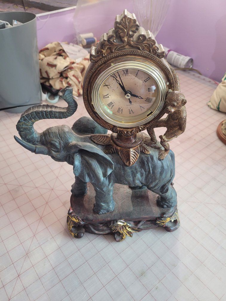 Elephant Themed Decor & Collectibles Lot Plush Figurines Clock Pillow Watering Can