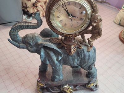 Elephant Themed Decor & Collectibles Lot Plush Figurines Clock Pillow Watering Can