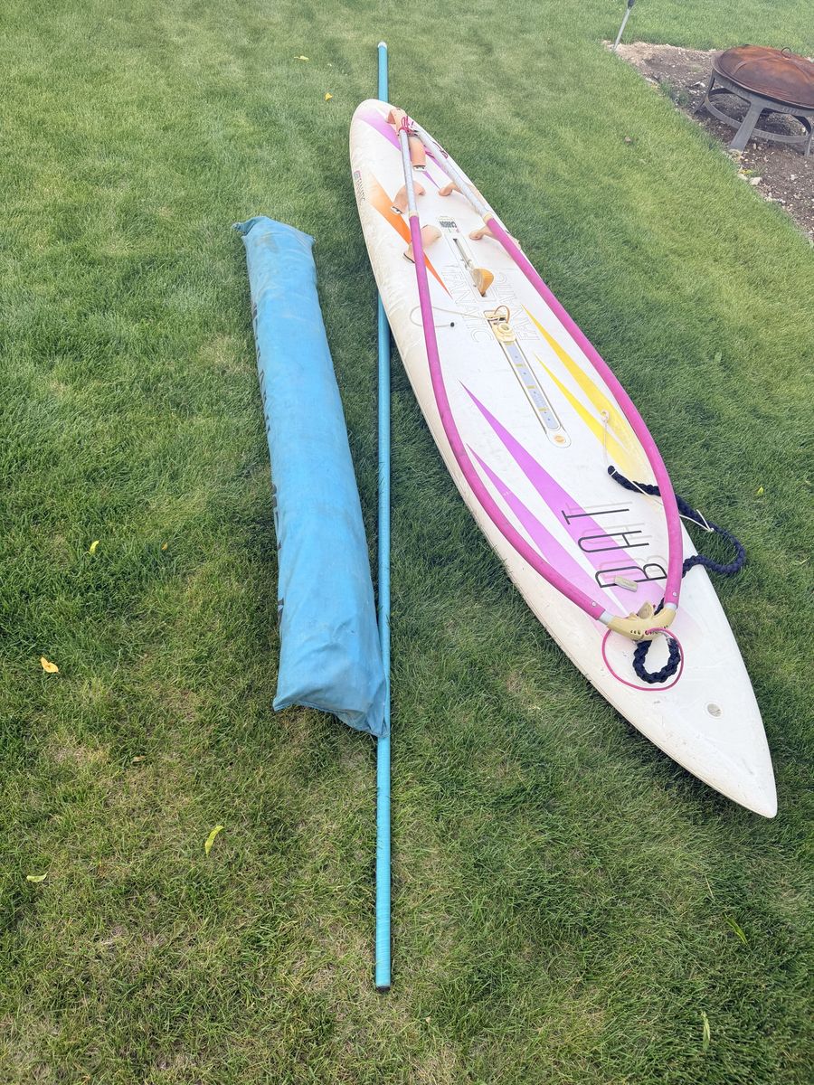 Fanatic Bat Windsurf Board with Complete Rig, Sails, Mast, Boom