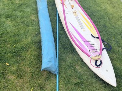 Fanatic Bat Windsurf Board with Complete Rig, Sails, Mast, Boom