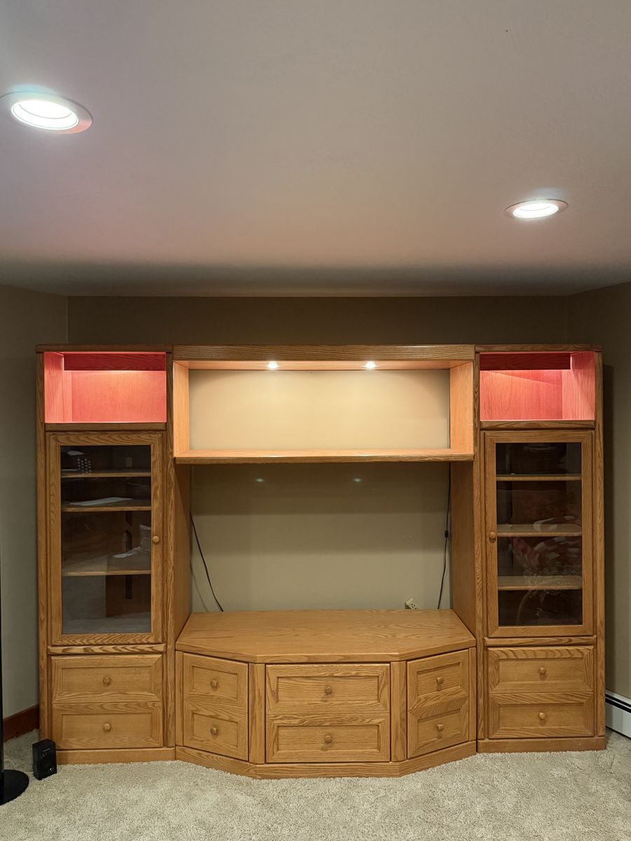 Custom Handcrafted Solid Oak Entertainment Center