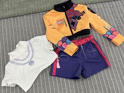 Girls- Rumi Costume Set - Jacket, Shorts, & Top, Size 8-10, Colorful Cartoon Theme