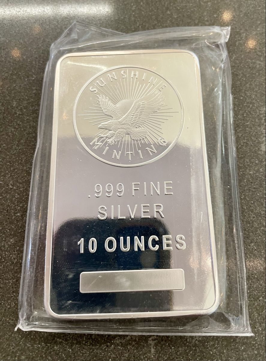 10 oz Sunshine Minting Silver Bar .999 Silver Bullion