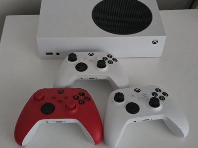Microsoft Xbox Series S Console with 3 Controllers - White & Red