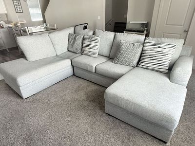 Bresslyn Place 2-Piece Next-Gen Nuvella Performance Fabric Sectional Couch with Double Chaise, Gray