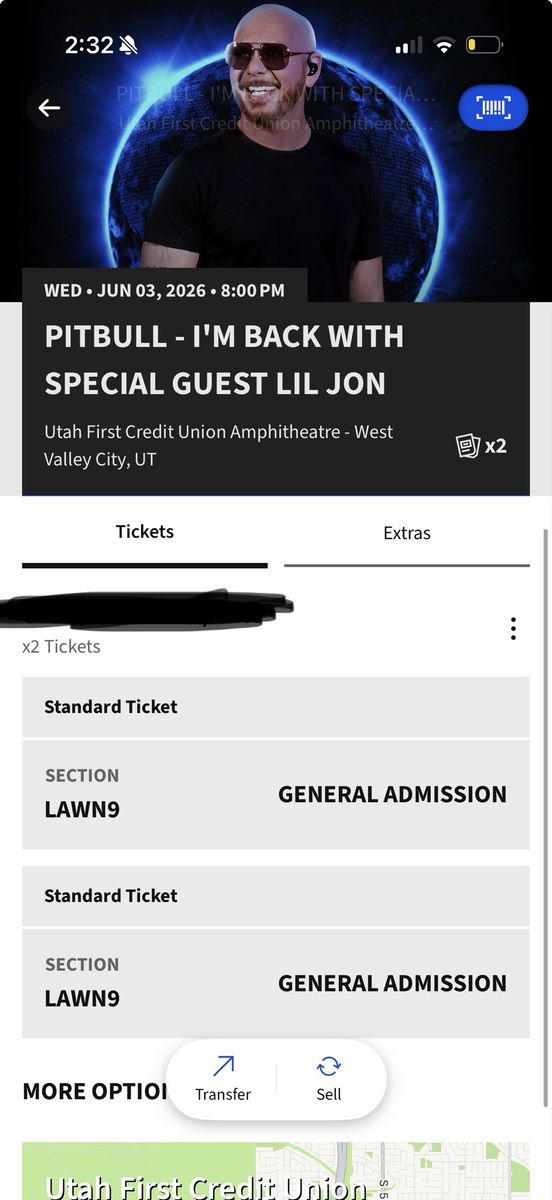 2 Pitbull Lawn Tickets