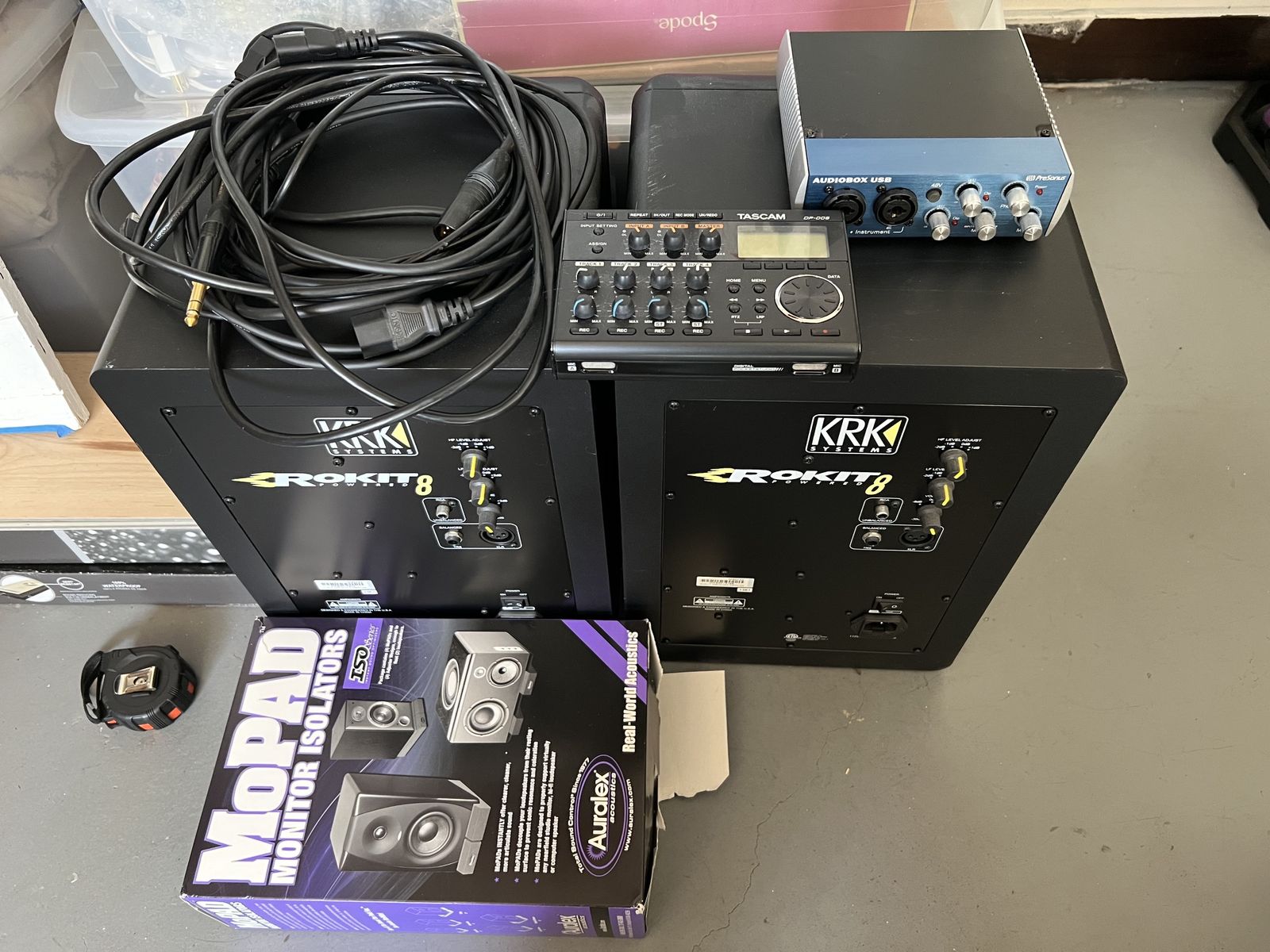 KRK Rokit 8 Studio Monitors & TASCAM 4 Track Recorder