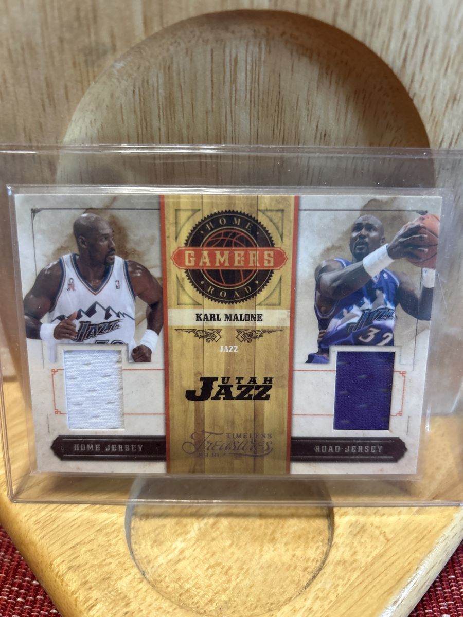 2010 Karl Malone Utah Jazz Timeless Treasures Home & Road Gamers Jersey Panini Card Basketball 16/50 Silver Foil Only Made!!!