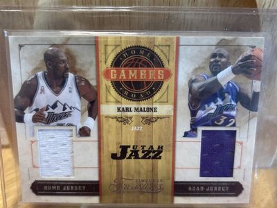 2010 Karl Malone Utah Jazz Timeless Treasures Home & Road Gamers Jersey Panini Card Basketball 16/50 Silver Foil Only Made!!!
