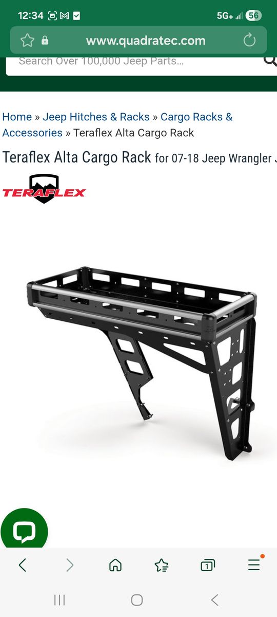 Teraflex alta cargo rack for jeep