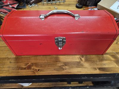 Vintage Red Metal Toolbox