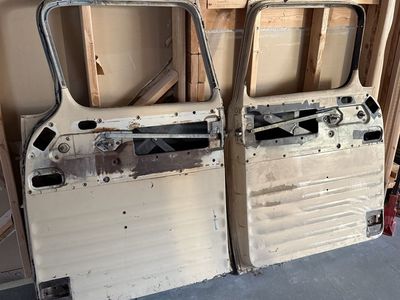 1955 Truck Doors (Pair) - Project Ready - Bare Metal/Partially Stripped