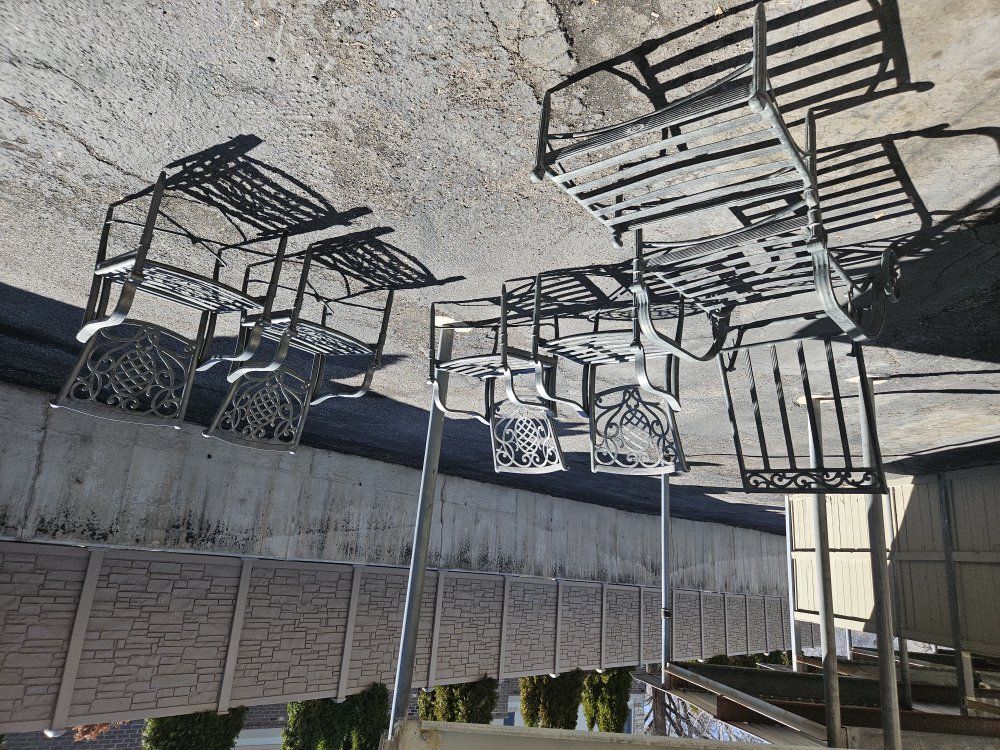 Vintage Cast Aluminum Patio Chairs with Lounger