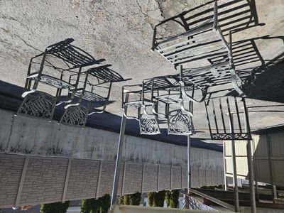 Vintage Cast Aluminum Patio Chairs with Lounger