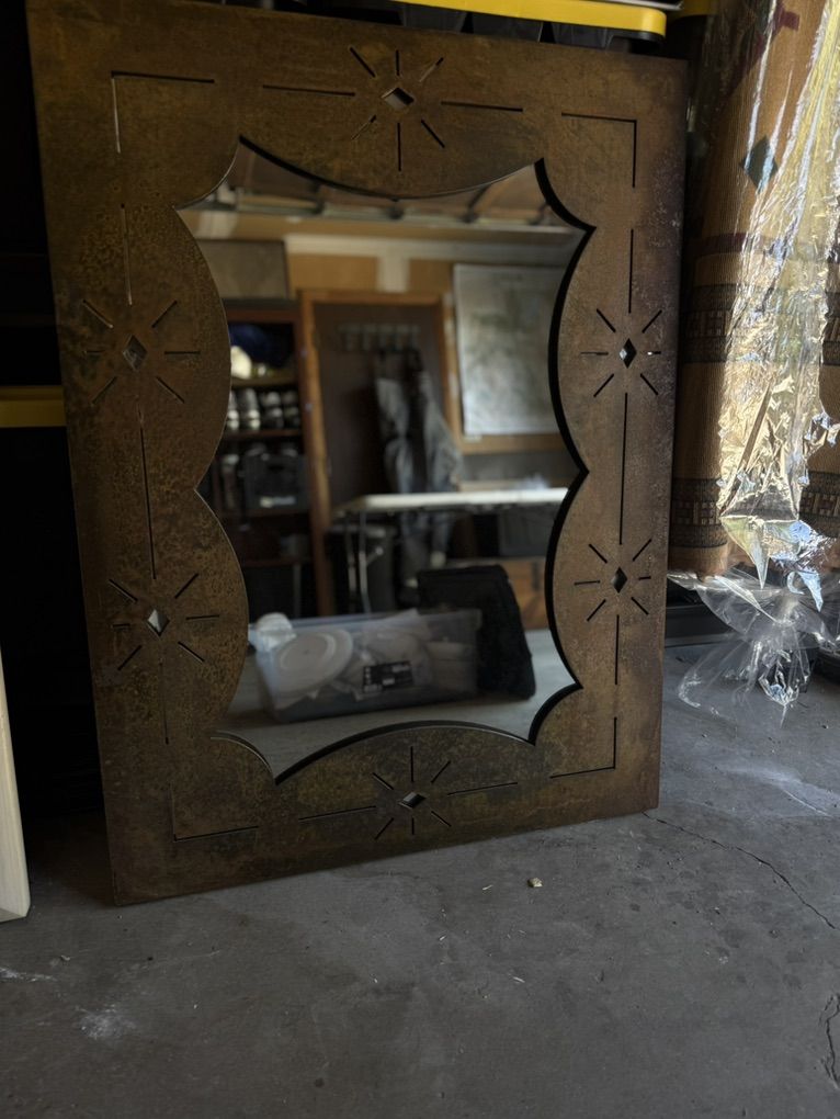 Distressed Steel Mirror