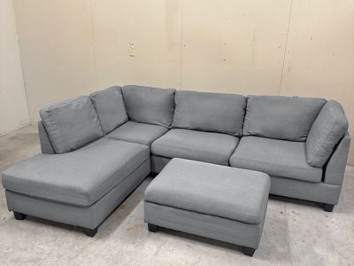 Gray Sectional Couch & Ottoman - Delivery Available