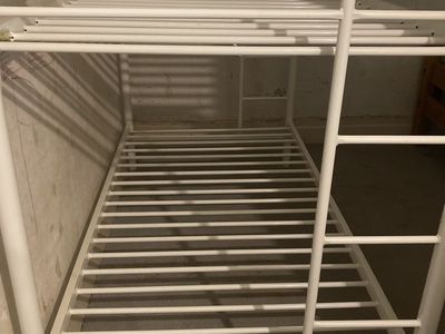 Sturdy Metal Twin Bunk Bed - White Coated Steel