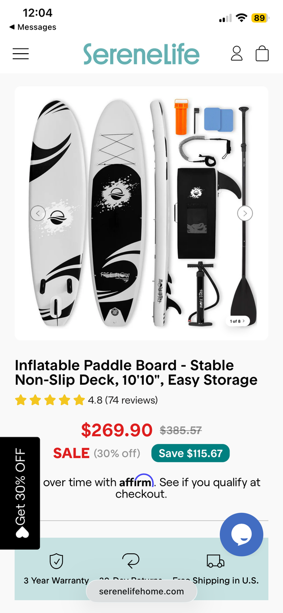 BRAND NEW SereneLife paddle board, Never opened
