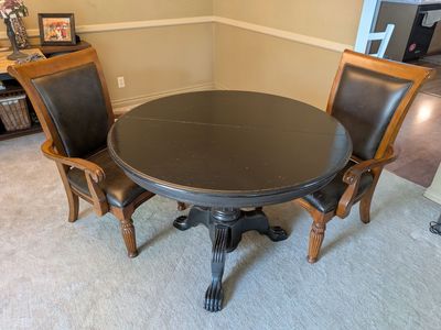 Hardwood dining table and chairs
