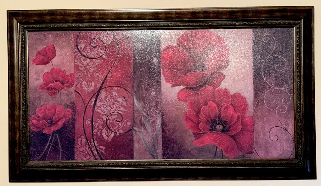 Wood Framed Floral Wall Hanging