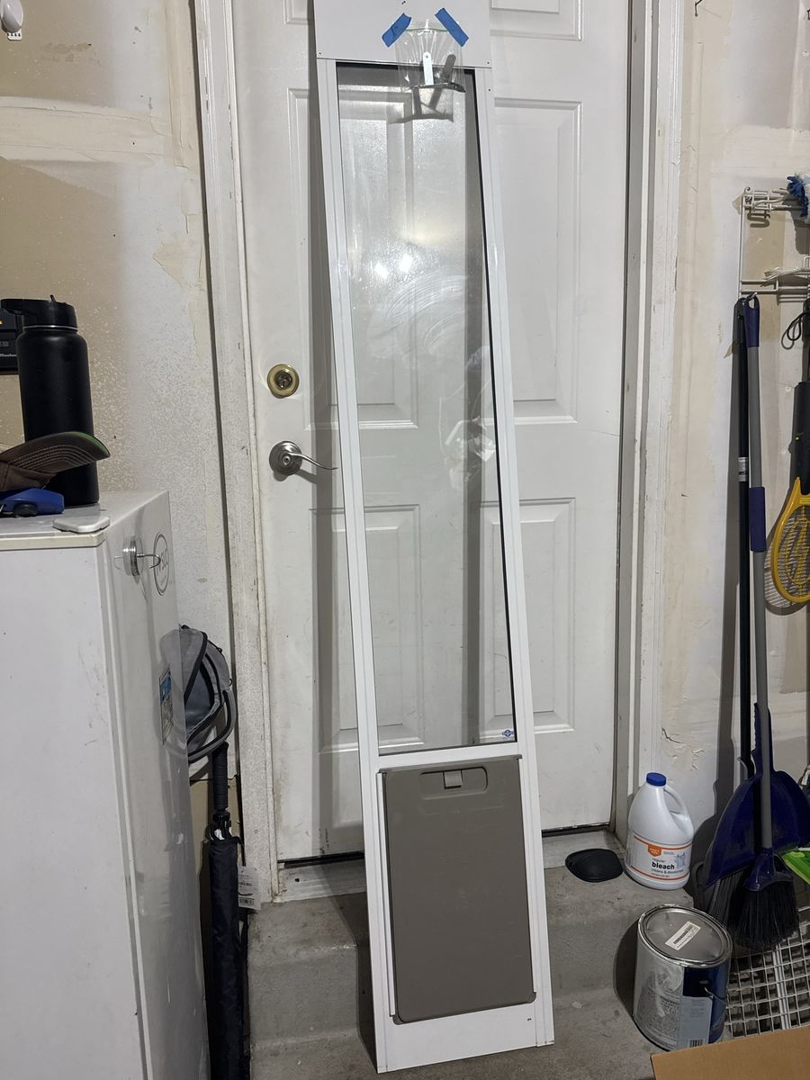 Sliding Glass Pet Door Insert White Frame with Built-in Flap