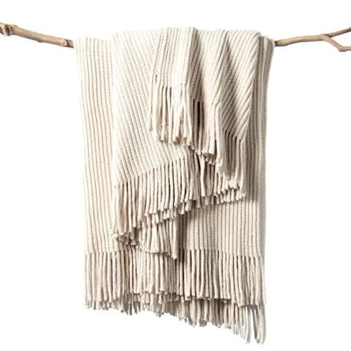 New! lifein Chenille Throw Blanket 60x80 - Soft Boho Knitted Blanket for Couch Cozy Farmhouse Decor Bed Throw, Lightweight 