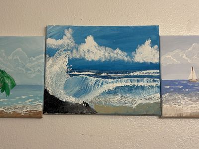Original Beach acrylic painting set