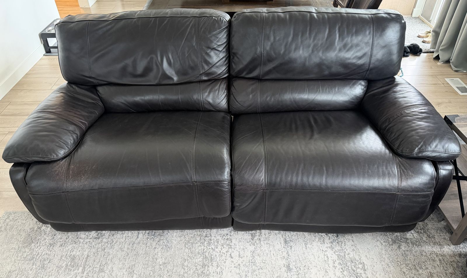 Leather reclining couch set