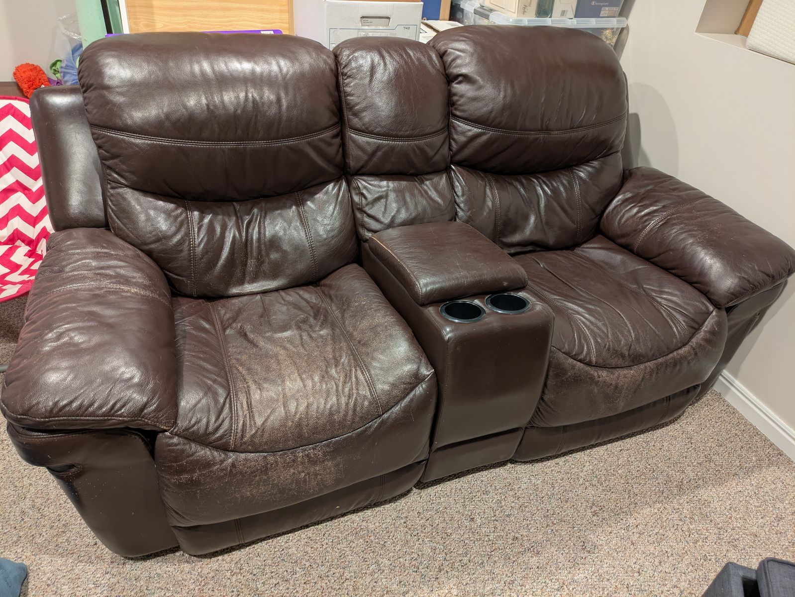 Comfy leather double recliner