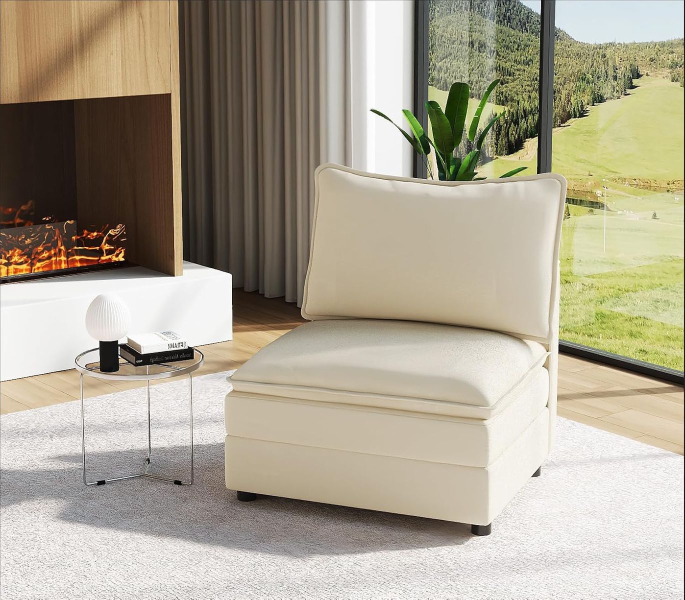 New in Box Vesgantti 40" Single Seat Sofa, Chenille Beige (Without Armrest). Retails $200