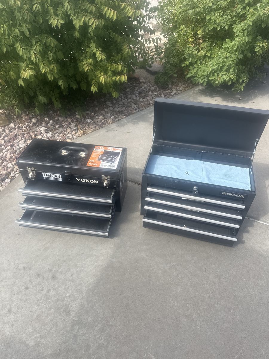 YUKON & IRONMAX 4-Drawer Steel Portable Tool Boxes - Black