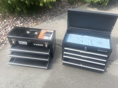 YUKON & IRONMAX 4-Drawer Steel Portable Tool Boxes - Black