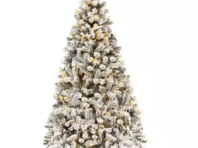 POWERSTONE 6ft Flocked Artificial Christmas Tree with Lights