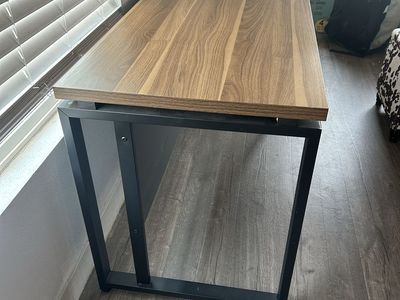 Modern Wood Top Desk with Black Metal Frame